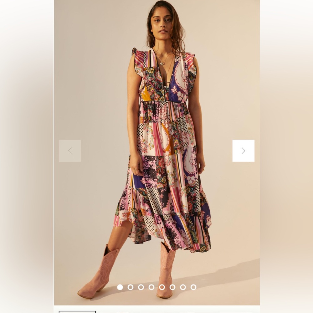 NWT Anthropologie Ruffled Patchwork Midi Dress
